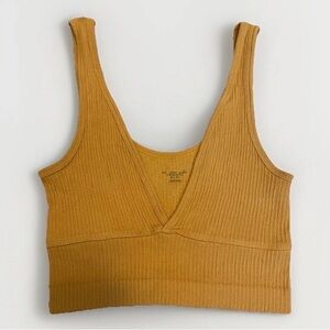 Urban Outfitters OUT FROM UNDER Mustard Ribbed V-Neck Tank Top